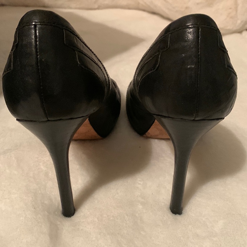 Lamb black leather high heels 8.5